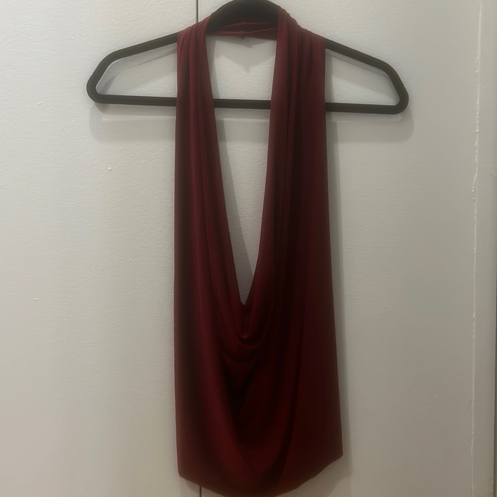 Decker cowl neck maroon top